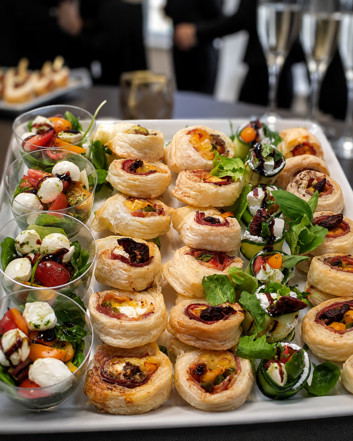 Półmisek Domino – Francuska Lekkość — taca przekąsek Catering Domino Nowy Sącz