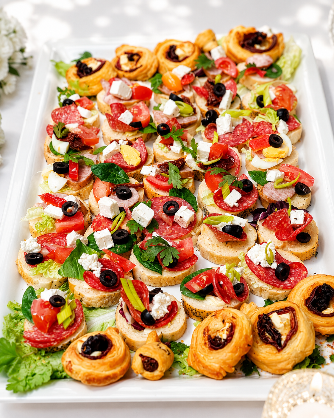 Taca Domino – Kanapkowa Klasyka — taca przekąsek Catering Domino Nowy Sącz