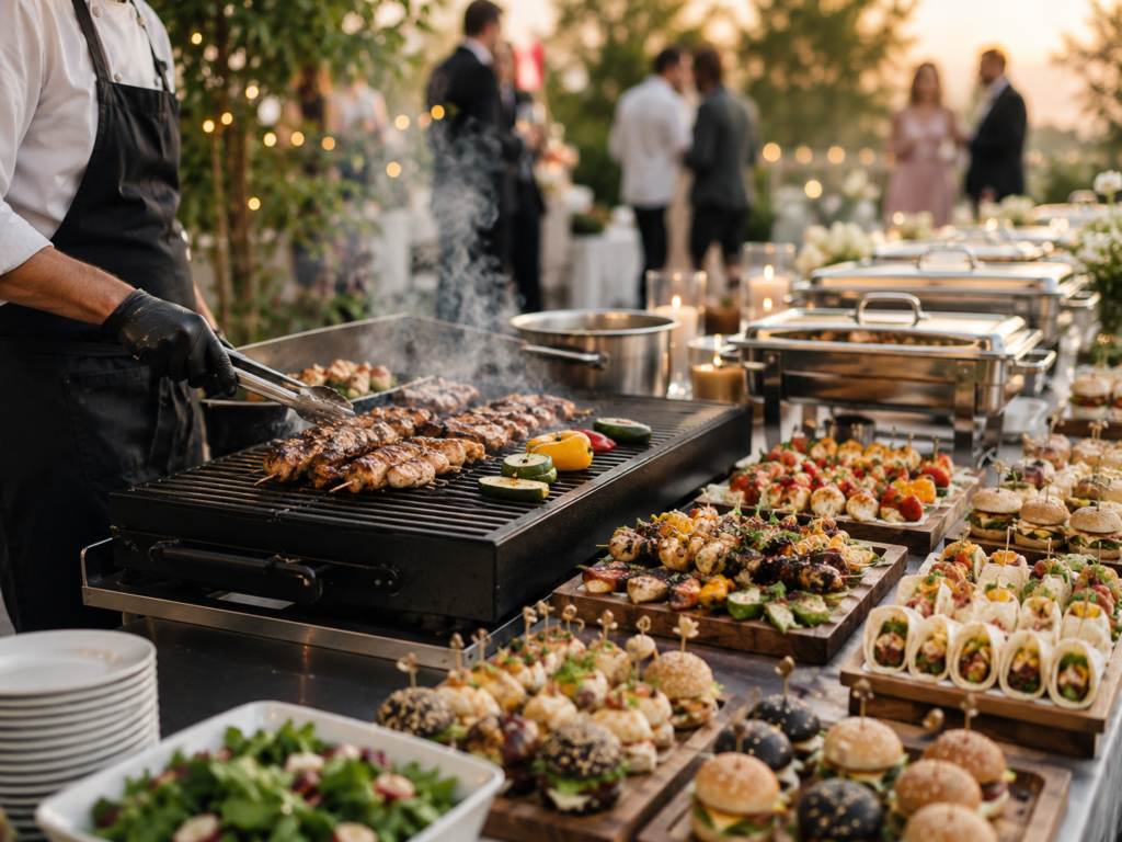 Grill plenerowy i live cooking na imprezie – Catering Domino Nowy Sącz.