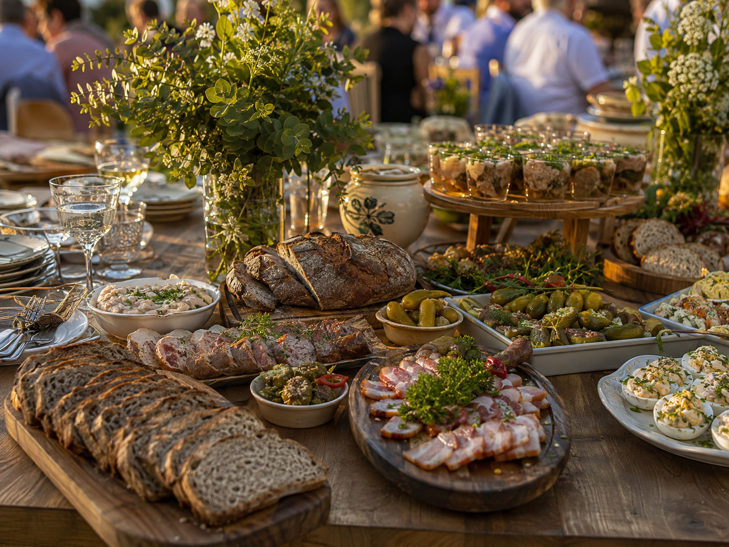 Nowoczesny Sądecki Stół Catering Domino z tradycyjnymi przekąskami podanymi w eleganckiej formie