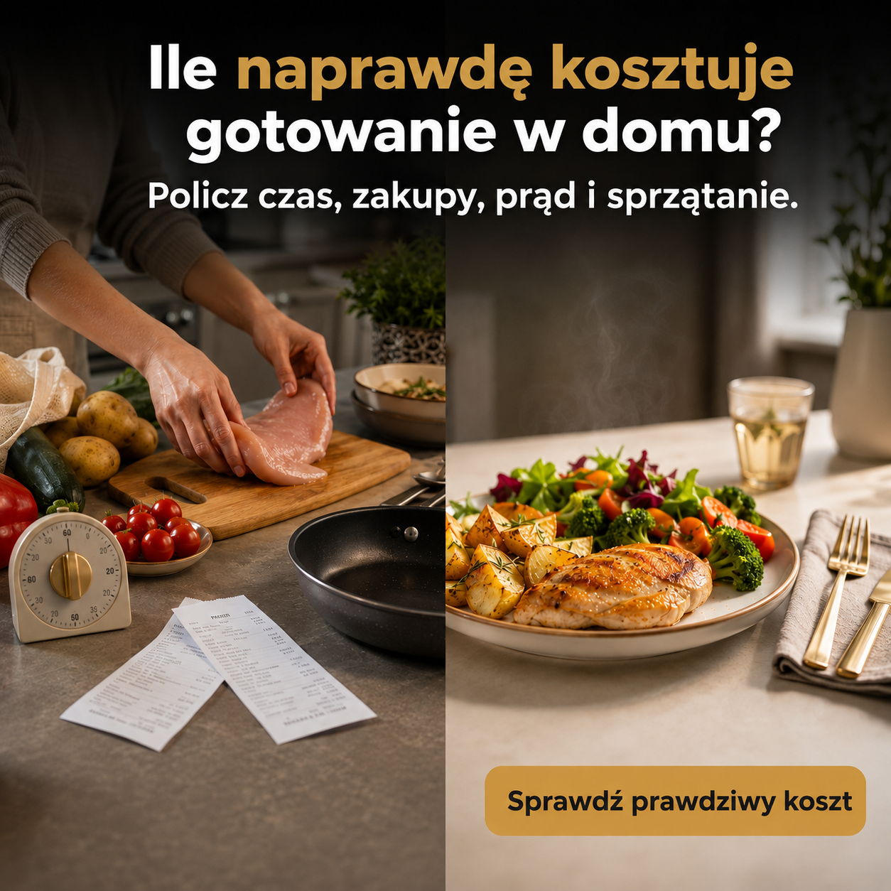 Ile naprawdę kosztuje gotowanie w domu – kalkulator kosztu domowego obiadu